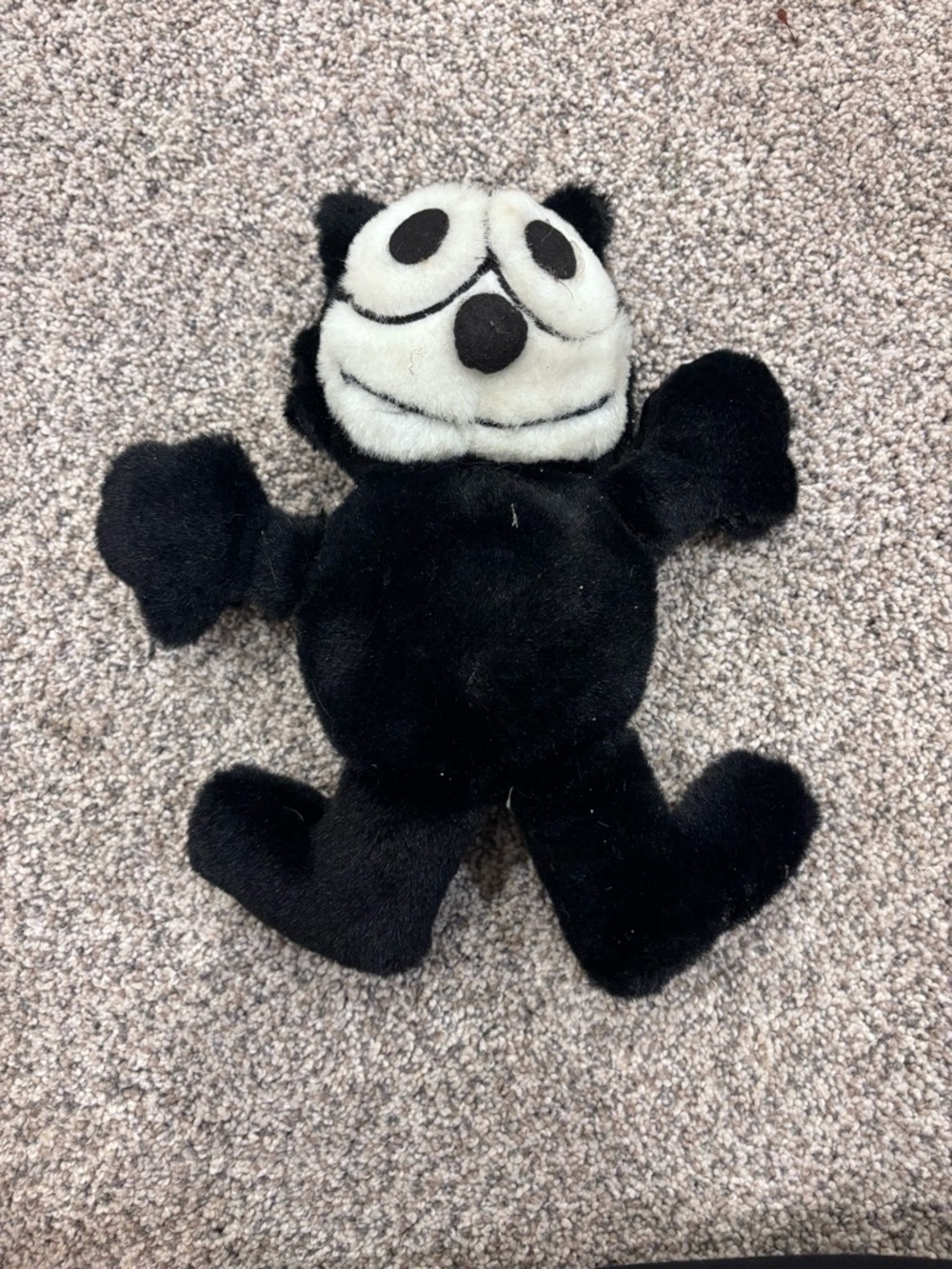 Felix the Cat Black White Cat Plush Stuffed Animal, Small6-14 in Vintage squeaks